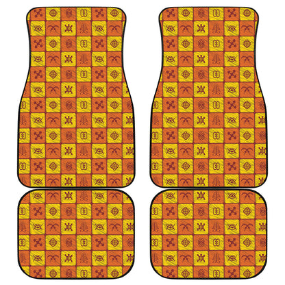 West Adinkra Symbols Pattern Print Front and Back Car Floor Mats