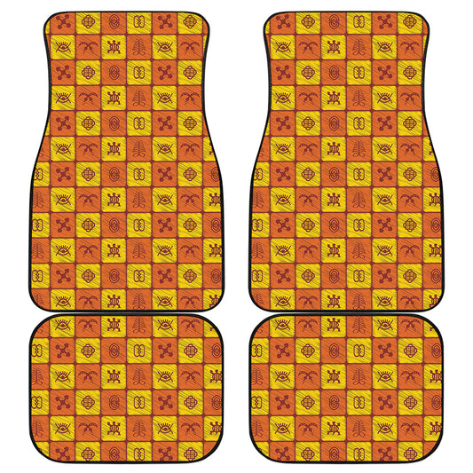 West Adinkra Symbols Pattern Print Front and Back Car Floor Mats