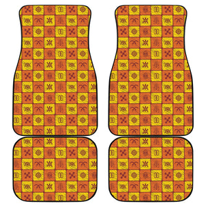 West Adinkra Symbols Pattern Print Front and Back Car Floor Mats