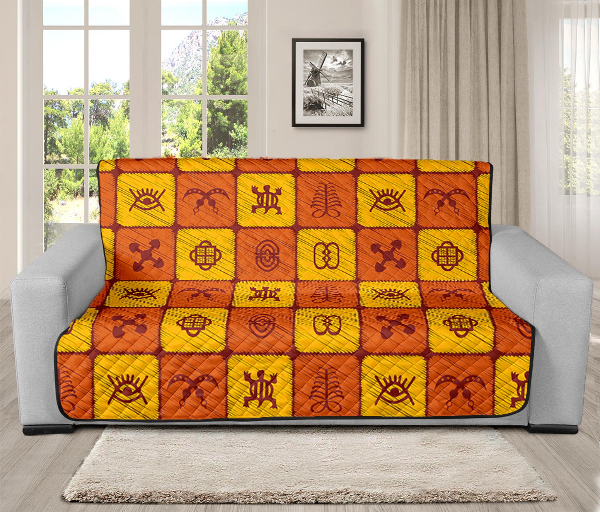 West Adinkra Symbols Pattern Print Futon Protector