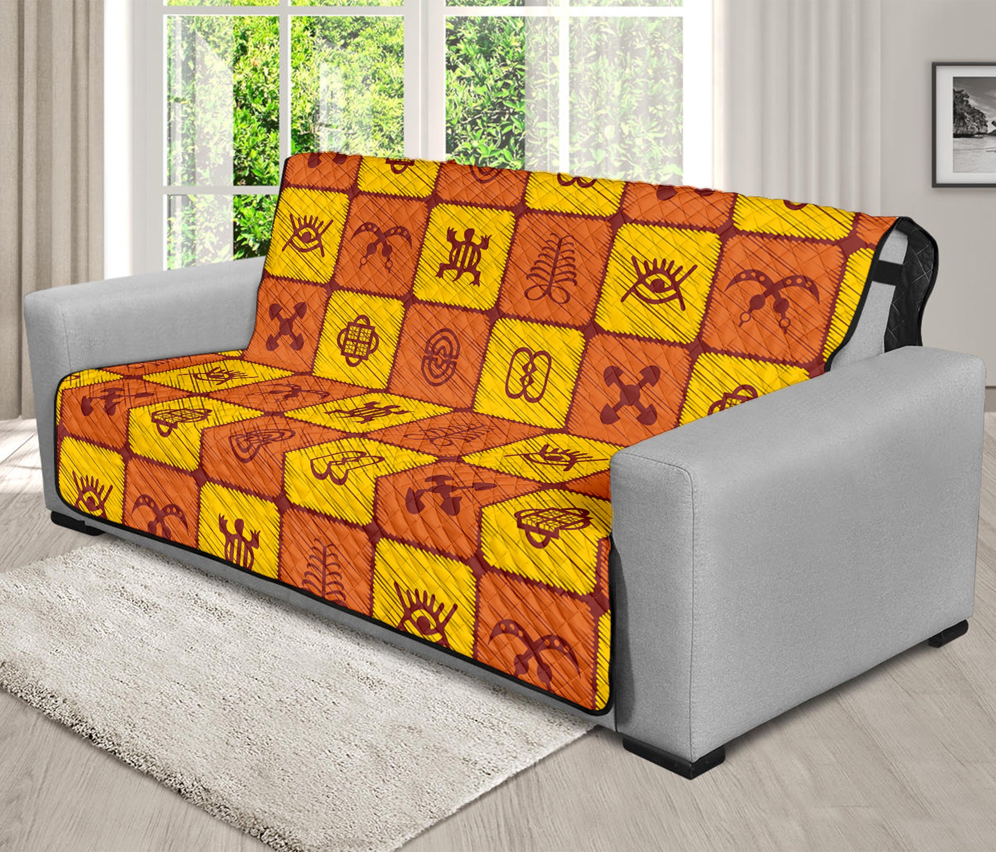 West Adinkra Symbols Pattern Print Futon Protector