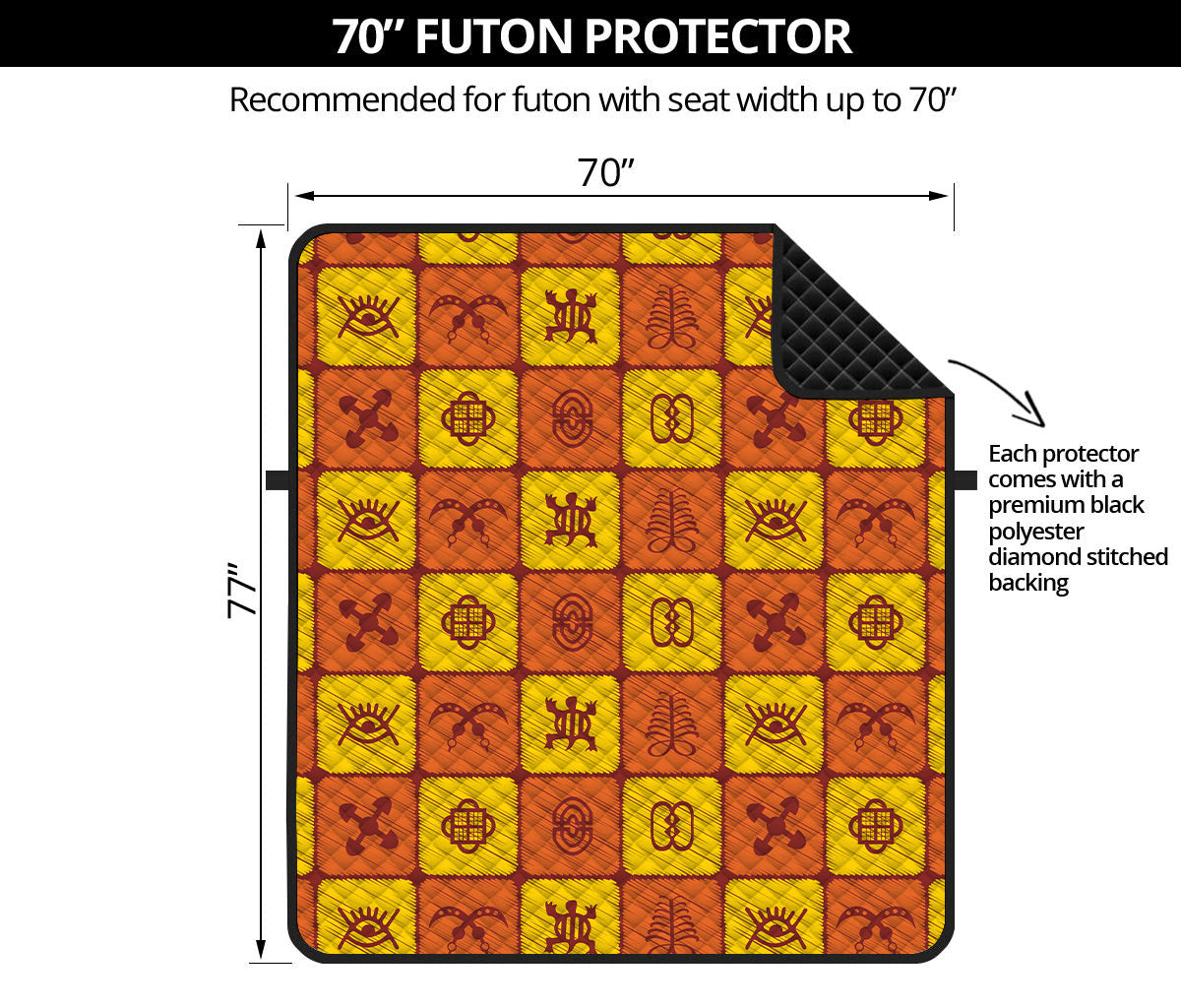 West Adinkra Symbols Pattern Print Futon Protector