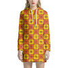 West Adinkra Symbols Pattern Print Hoodie Dress