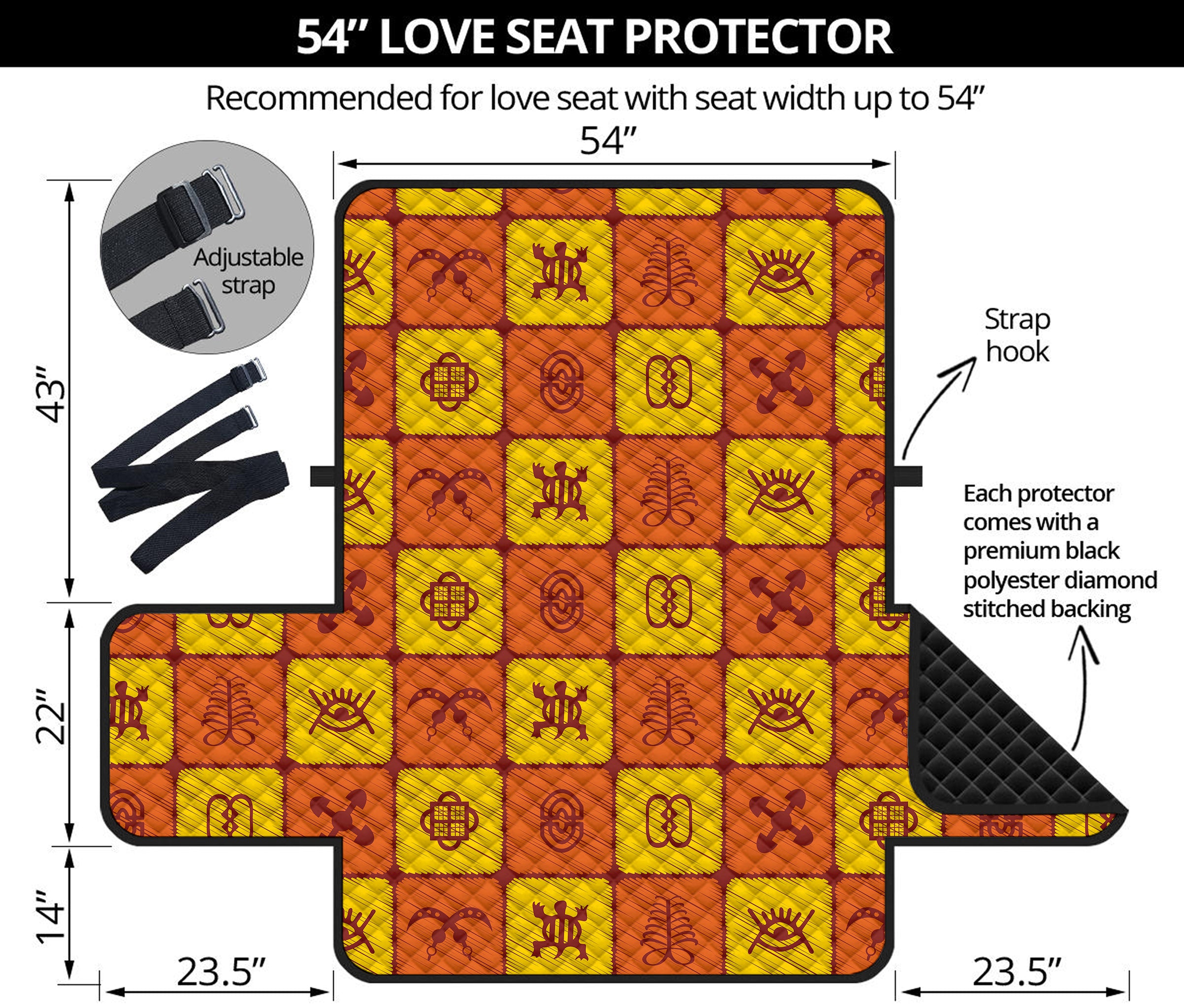 West Adinkra Symbols Pattern Print Loveseat Protector