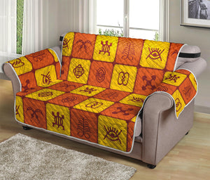 West Adinkra Symbols Pattern Print Loveseat Protector