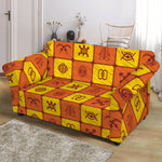 West Adinkra Symbols Pattern Print Loveseat Slipcover