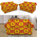 West Adinkra Symbols Pattern Print Loveseat Slipcover