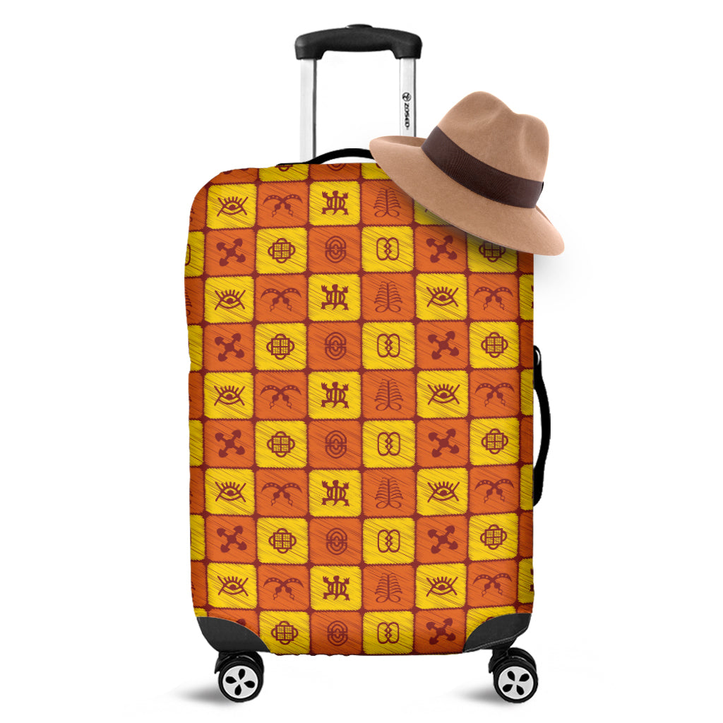 West Adinkra Symbols Pattern Print Luggage Cover