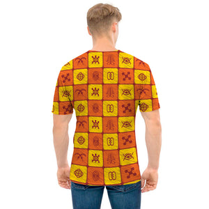 West Adinkra Symbols Pattern Print Men's T-Shirt