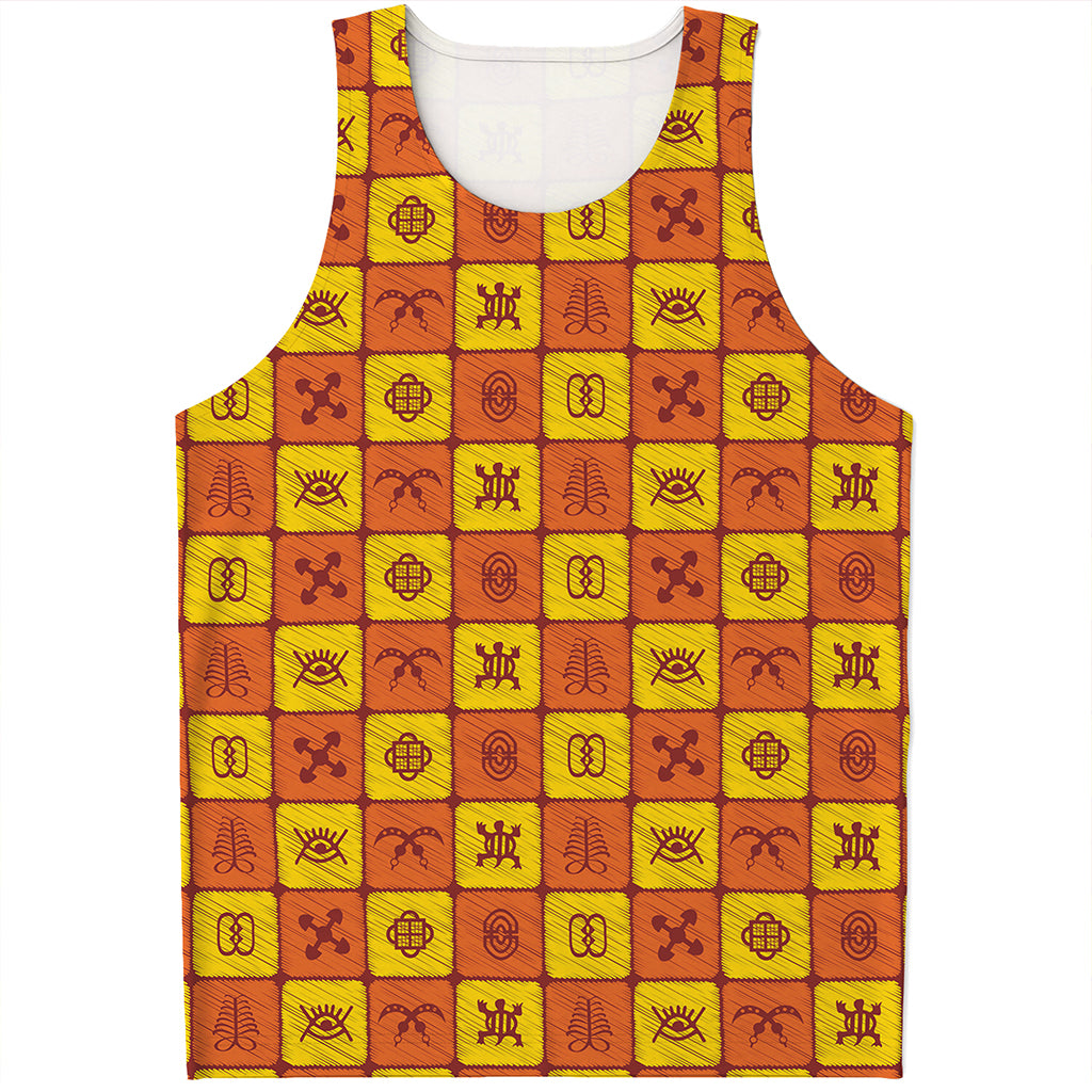 West Adinkra Symbols Pattern Print Men's Tank Top