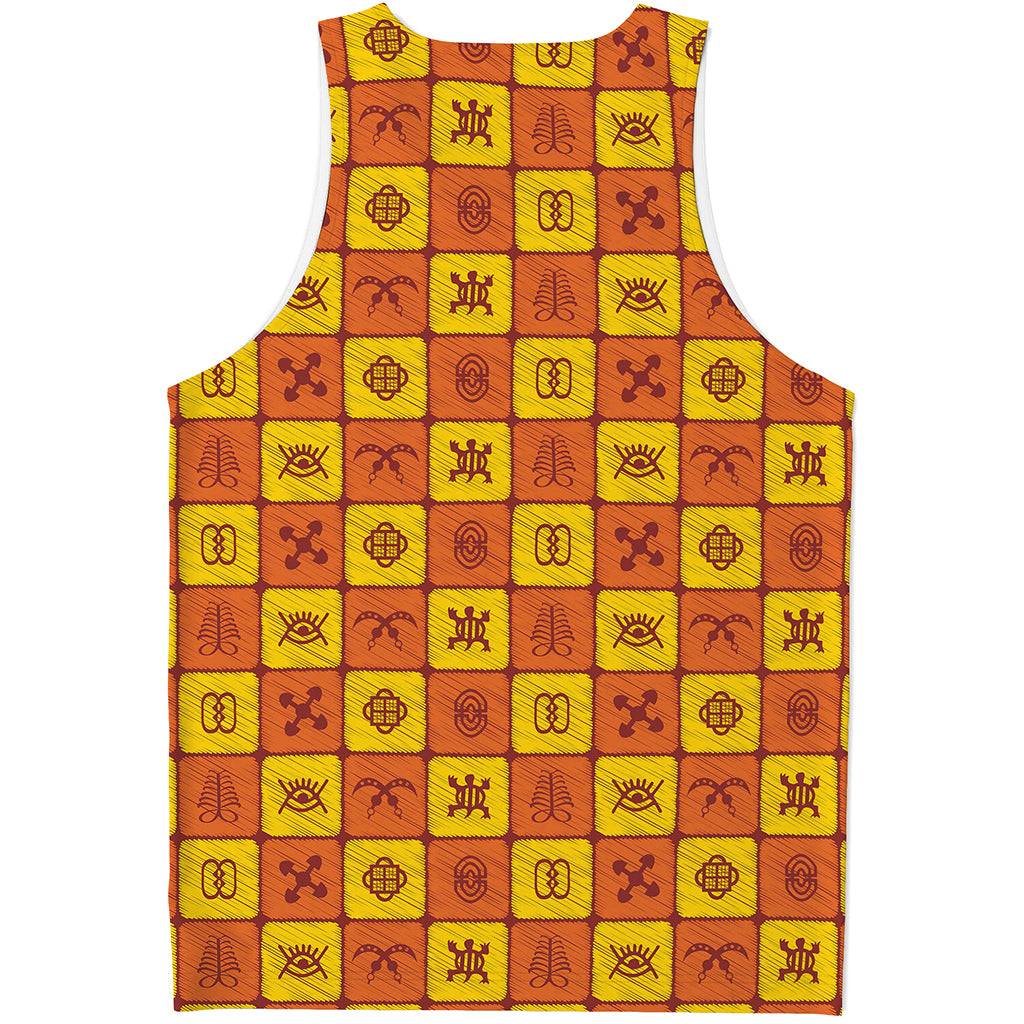 West Adinkra Symbols Pattern Print Men's Tank Top