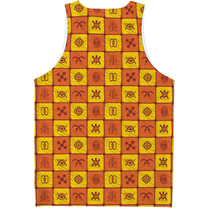 West Adinkra Symbols Pattern Print Men's Tank Top