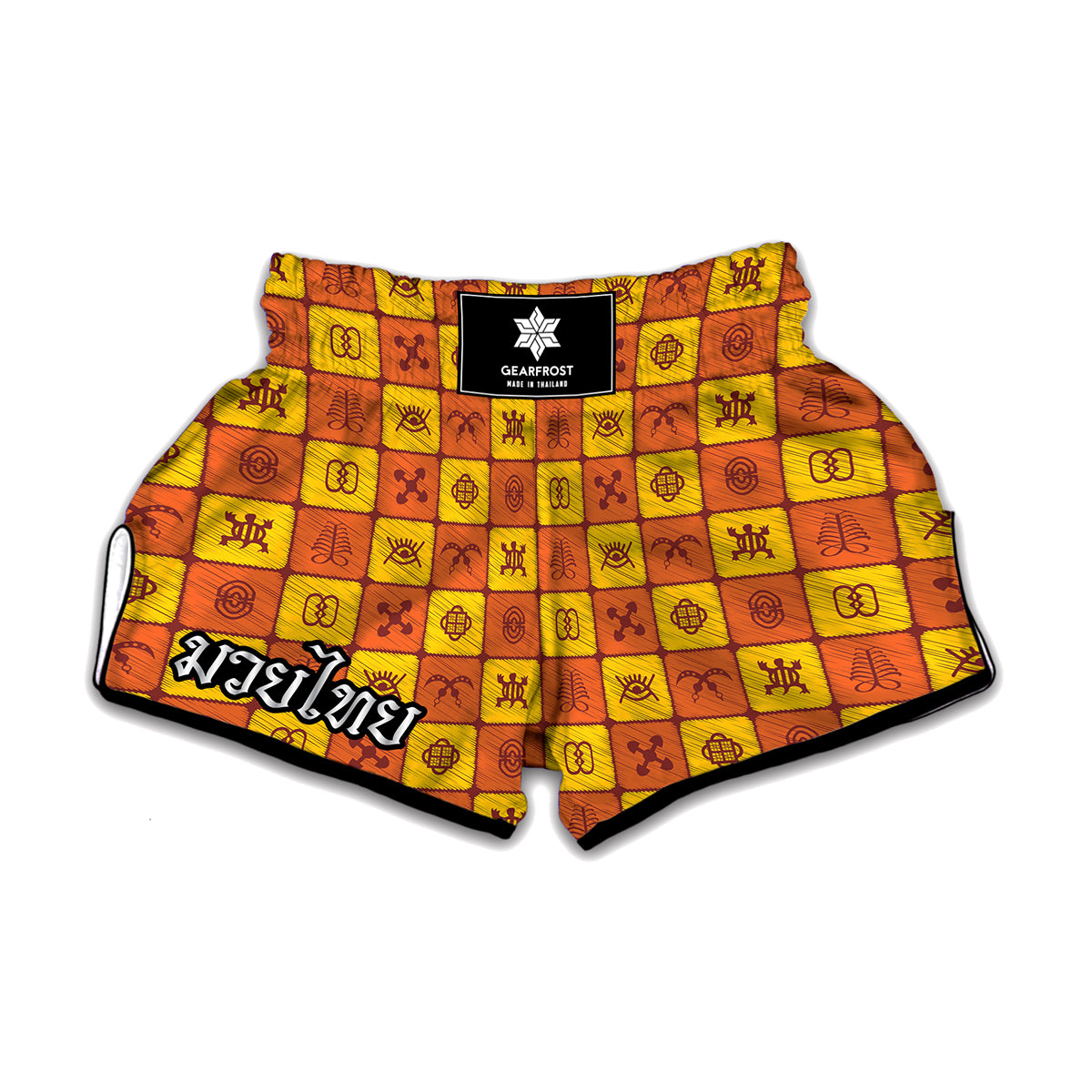 West Adinkra Symbols Pattern Print Muay Thai Boxing Shorts