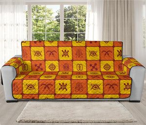 West Adinkra Symbols Pattern Print Oversized Sofa Protector