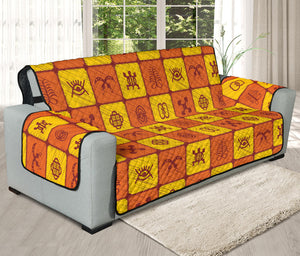 West Adinkra Symbols Pattern Print Oversized Sofa Protector