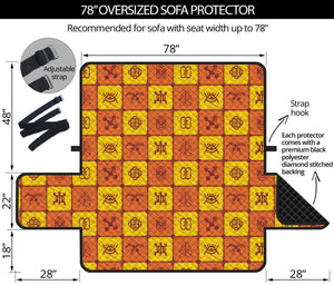 West Adinkra Symbols Pattern Print Oversized Sofa Protector