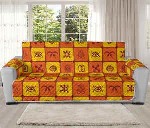 West Adinkra Symbols Pattern Print Oversized Sofa Protector