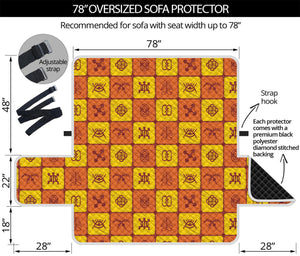 West Adinkra Symbols Pattern Print Oversized Sofa Protector