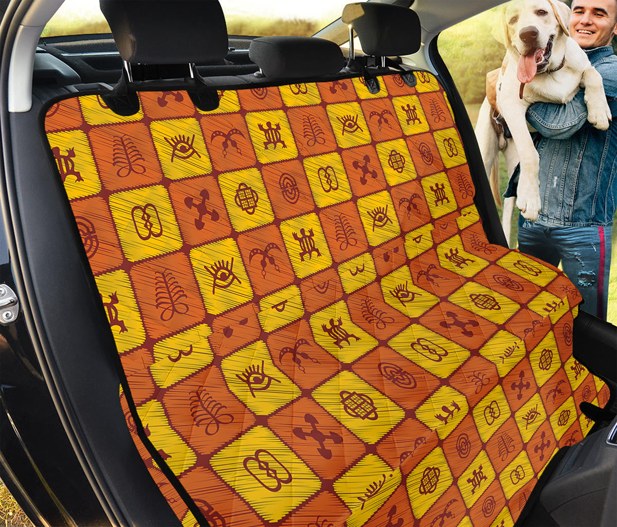 West Adinkra Symbols Pattern Print Pet Car Back Seat Cover