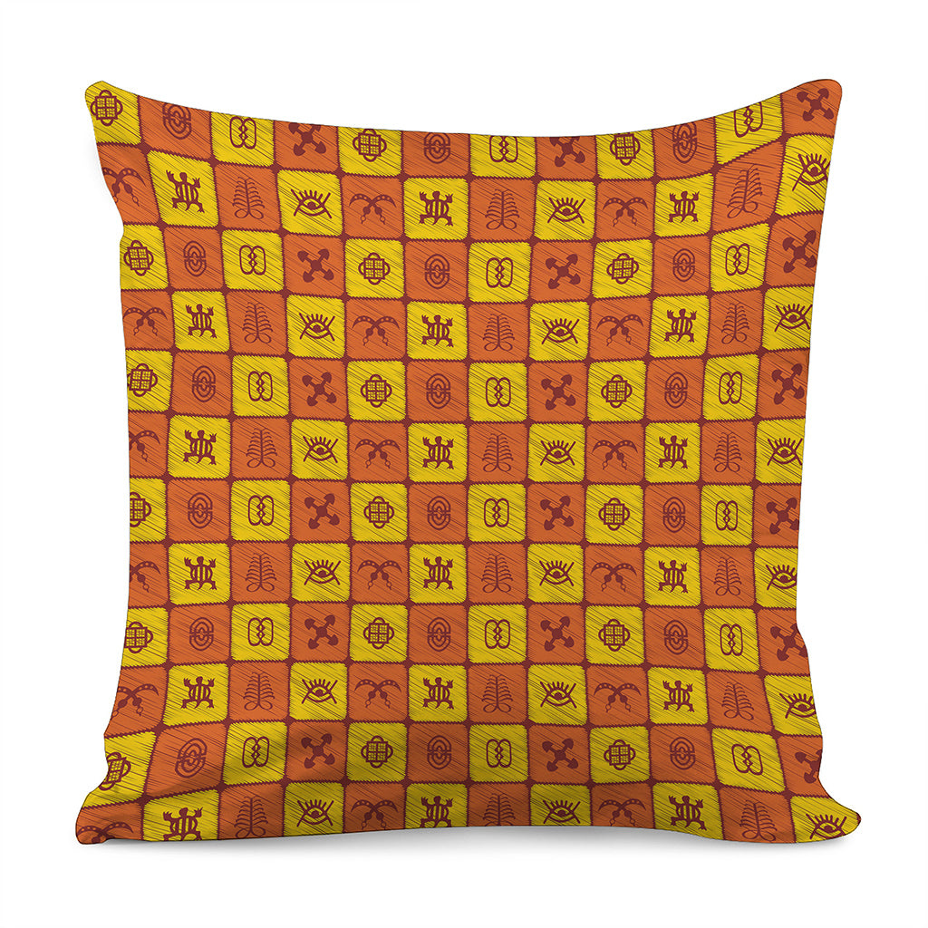 West Adinkra Symbols Pattern Print Pillow Cover