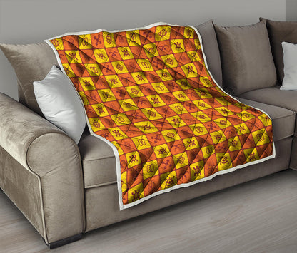 West Adinkra Symbols Pattern Print Quilt