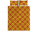 West Adinkra Symbols Pattern Print Quilt Bed Set