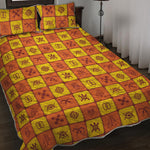 West Adinkra Symbols Pattern Print Quilt Bed Set