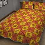 West Adinkra Symbols Pattern Print Quilt Bed Set