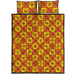 West Adinkra Symbols Pattern Print Quilt Bed Set