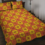 West Adinkra Symbols Pattern Print Quilt Bed Set