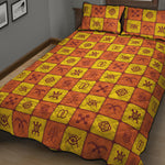 West Adinkra Symbols Pattern Print Quilt Bed Set