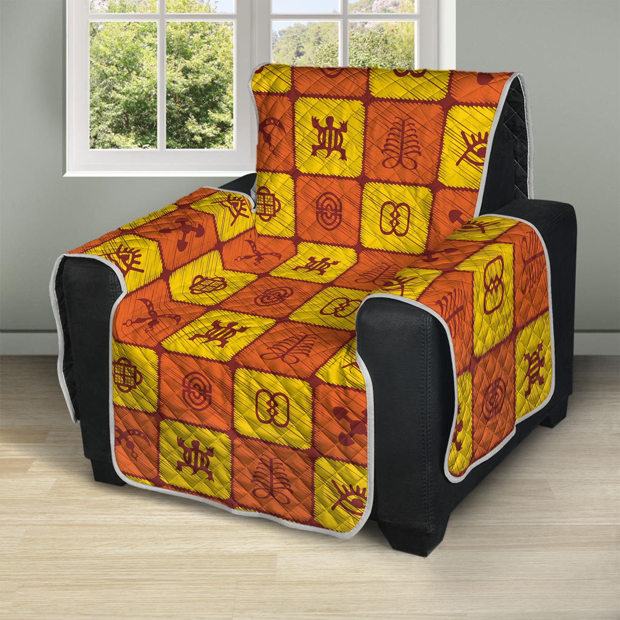 West Adinkra Symbols Pattern Print Recliner Protector