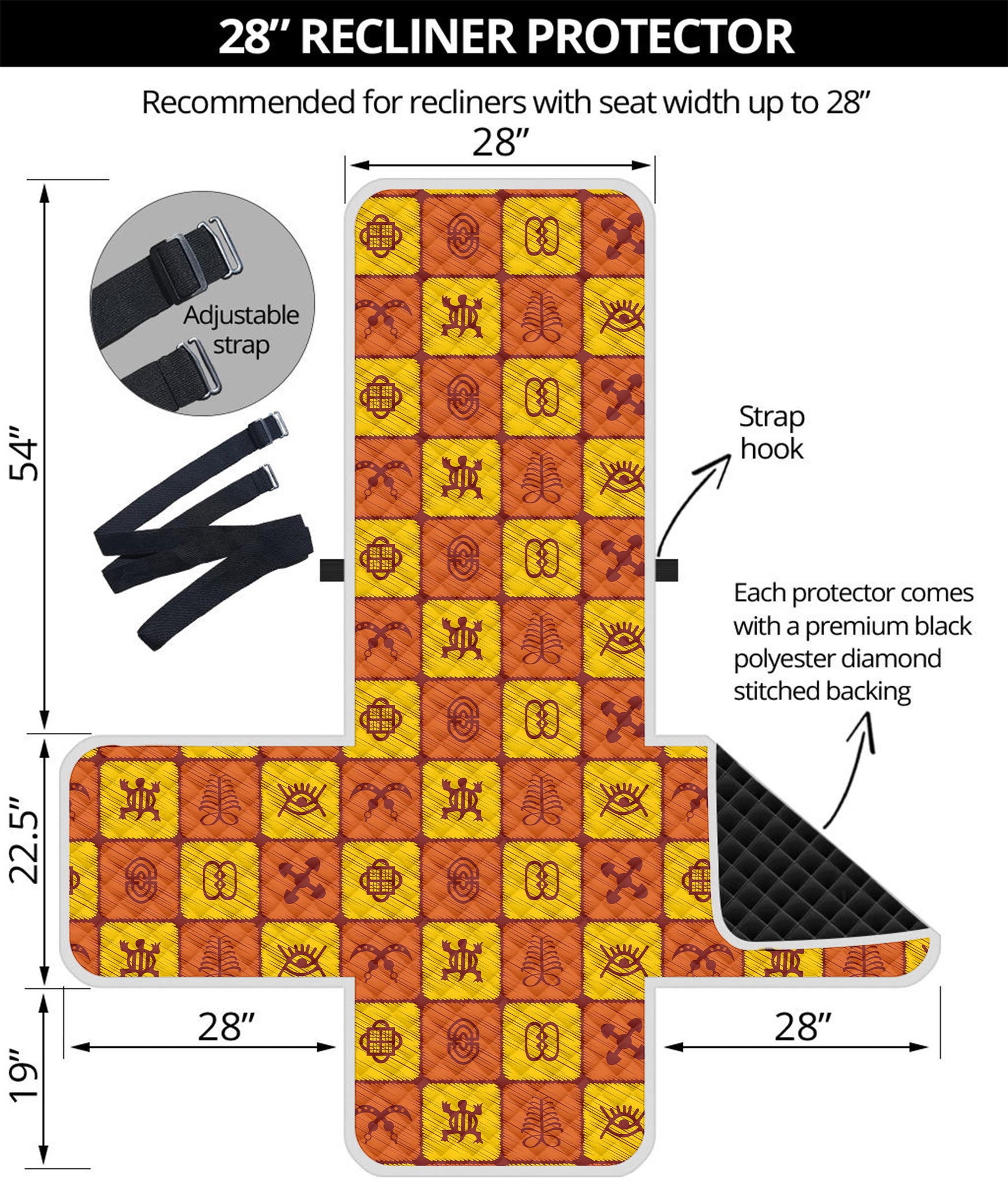 West Adinkra Symbols Pattern Print Recliner Protector