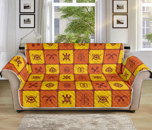 West Adinkra Symbols Pattern Print Sofa Protector