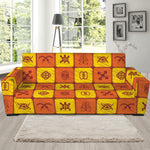 West Adinkra Symbols Pattern Print Sofa Slipcover