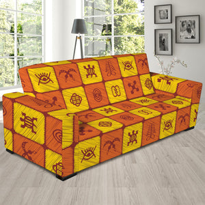 West Adinkra Symbols Pattern Print Sofa Slipcover