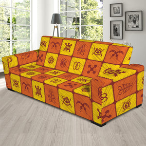 West Adinkra Symbols Pattern Print Sofa Slipcover