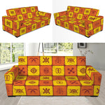 West Adinkra Symbols Pattern Print Sofa Slipcover