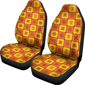 West Adinkra Symbols Pattern Print Universal Fit Car Seat Covers