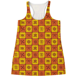 West Adinkra Symbols Pattern Print Women's Racerback Tank Top