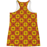 West Adinkra Symbols Pattern Print Women's Racerback Tank Top