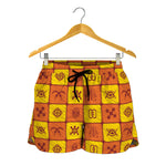 West Adinkra Symbols Pattern Print Women's Shorts