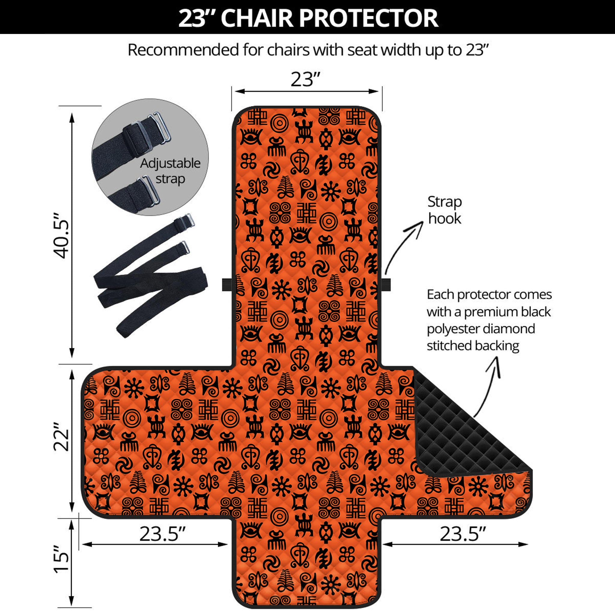 West African Adinkra Symbols Print Armchair Protector