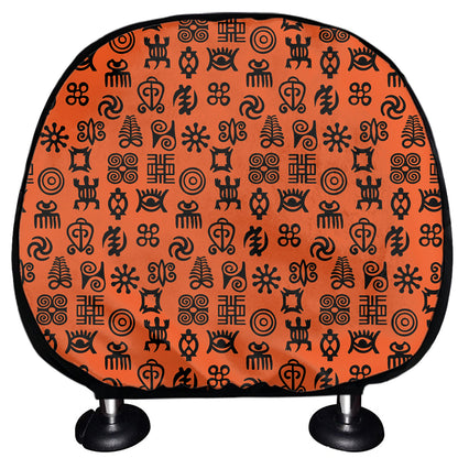 West African Adinkra Symbols Print Car Headrest Covers