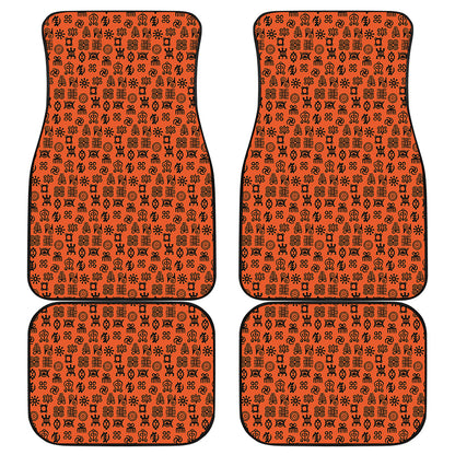 West African Adinkra Symbols Print Front and Back Car Floor Mats