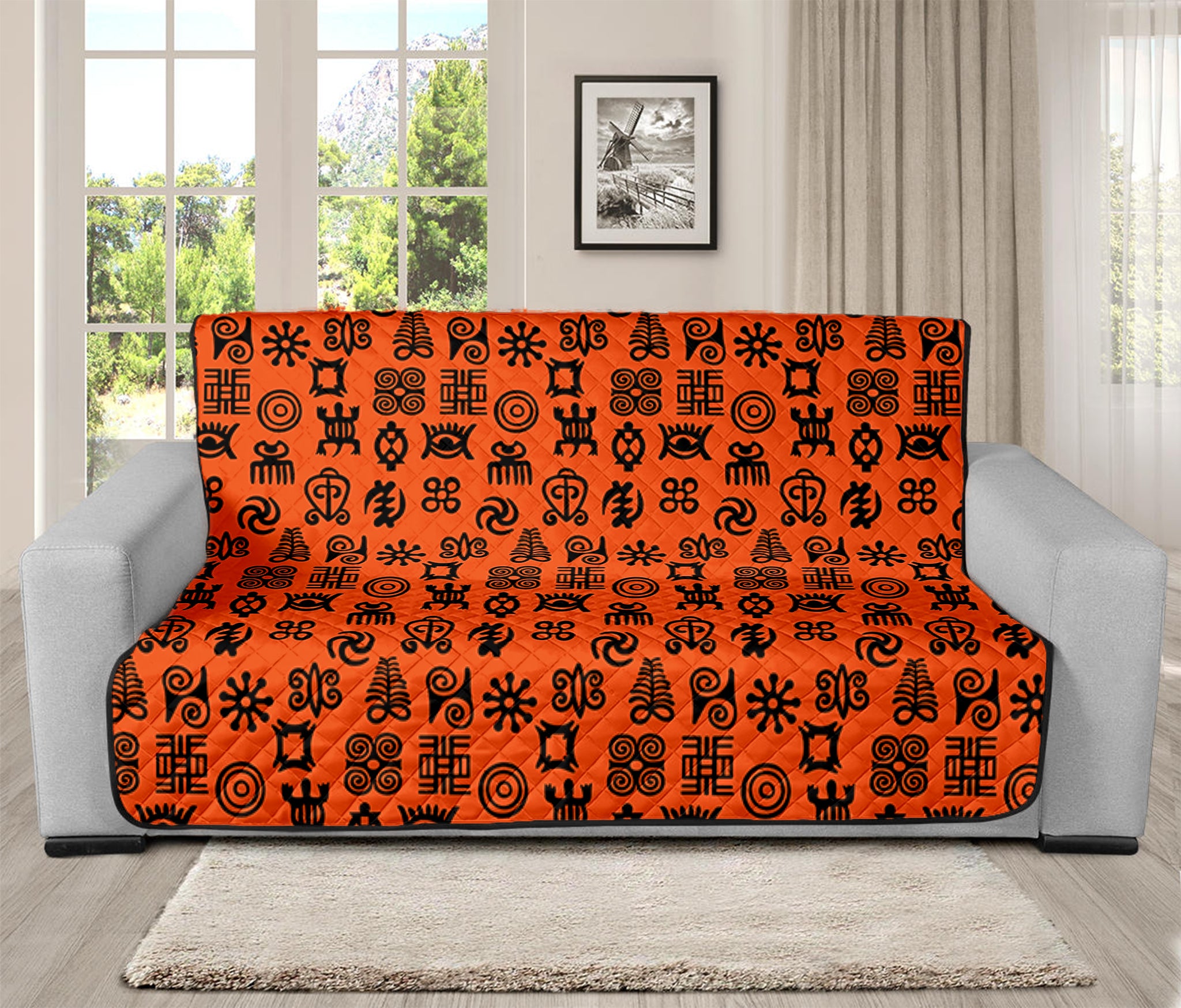 West African Adinkra Symbols Print Futon Protector