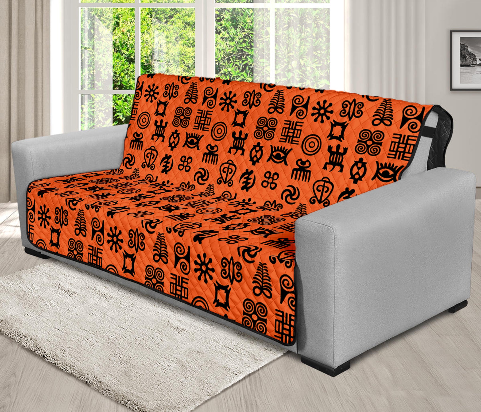 West African Adinkra Symbols Print Futon Protector