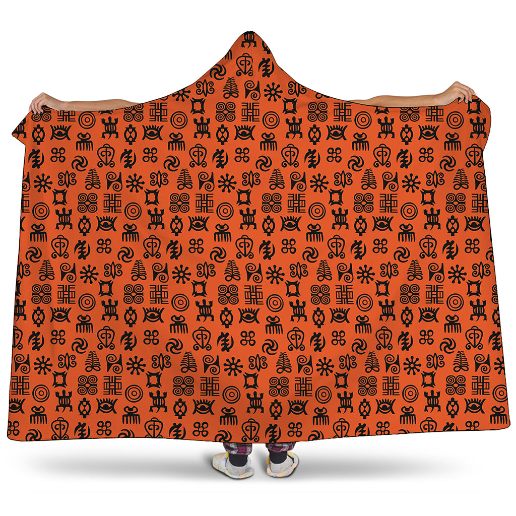 West African Adinkra Symbols Print Hooded Blanket