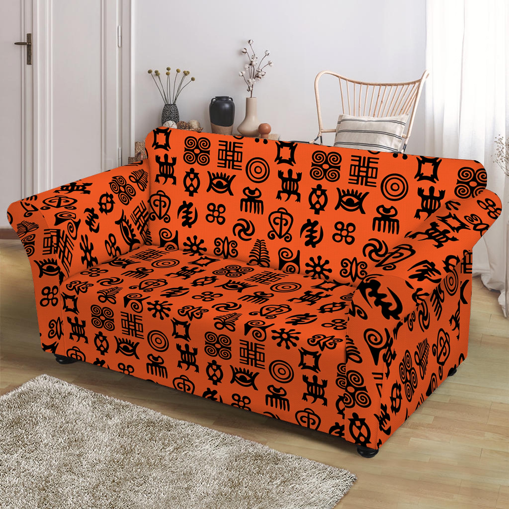 West African Adinkra Symbols Print Loveseat Slipcover