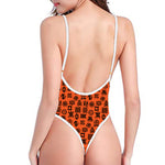 West African Adinkra Symbols Print One Piece High Cut Swimsuit